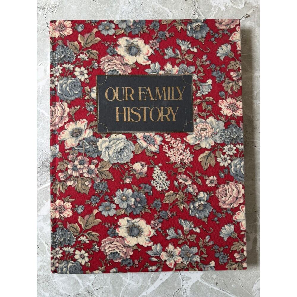 Vintage Our Family History Record Book 1981 Blue Floral Genealogy Ancestry Tree‎